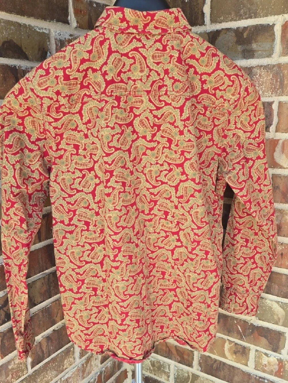 Ralph Lauren Red and Gold Paisley Button-Down Shirt - Picture 7 of 8
